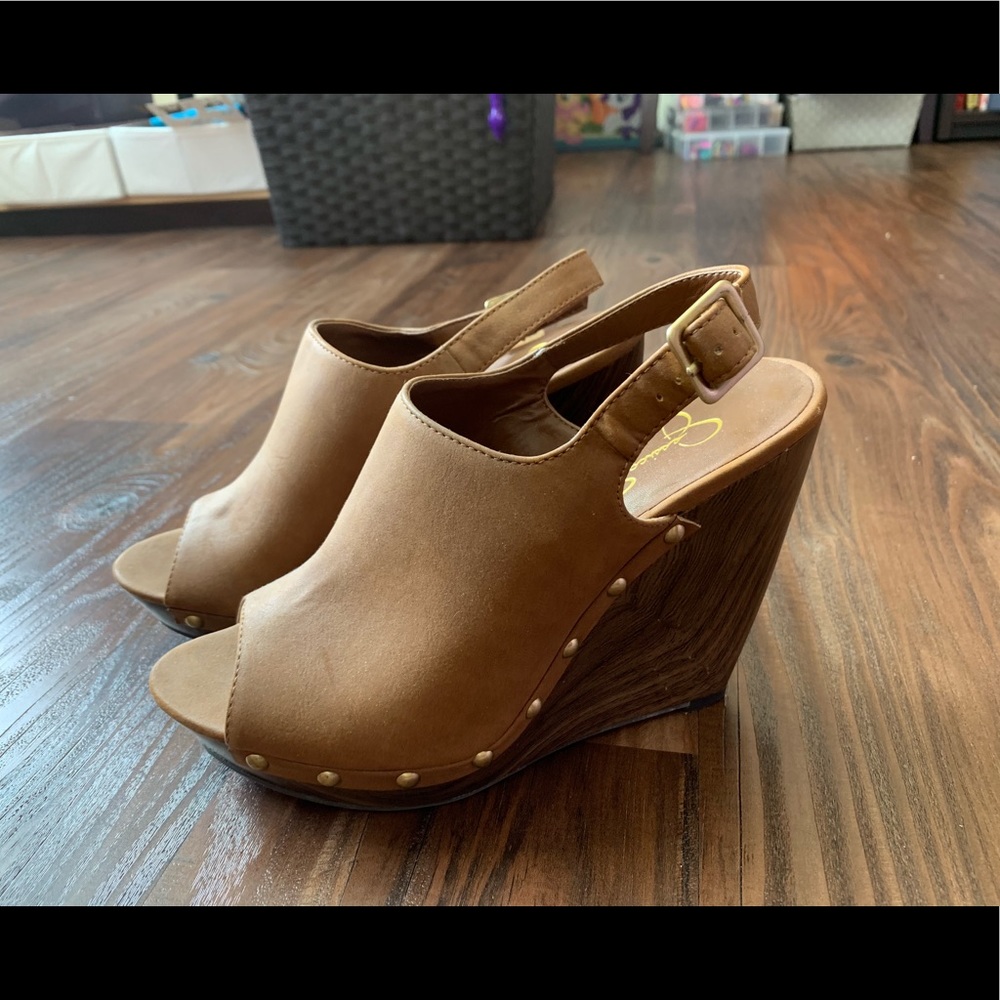Brown Open Toes Wedge Platform Sandal Sz 7.5